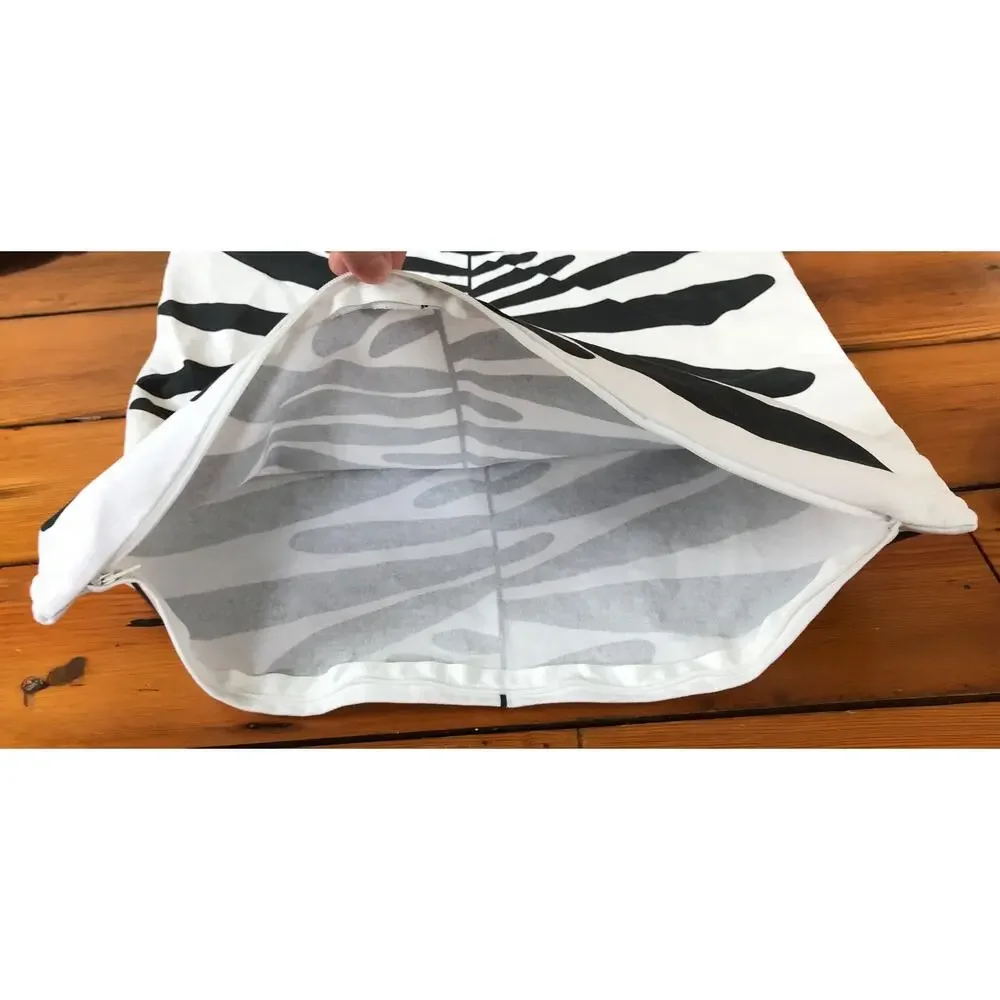 Ikea Majsmott Black White Patterned Cotton Zip Throw Pillow Case Cover 20